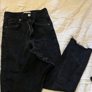 Zara Black Flare Crop Jeans